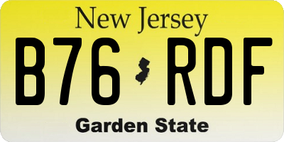 NJ license plate B76RDF