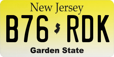 NJ license plate B76RDK