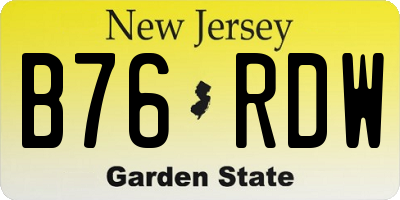 NJ license plate B76RDW