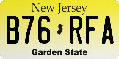 NJ license plate B76RFA