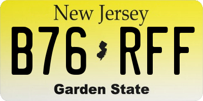 NJ license plate B76RFF