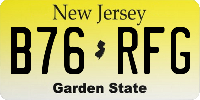 NJ license plate B76RFG