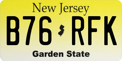 NJ license plate B76RFK
