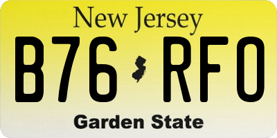 NJ license plate B76RFO
