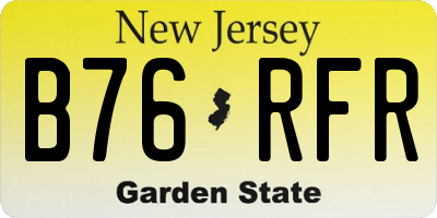 NJ license plate B76RFR