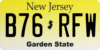 NJ license plate B76RFW
