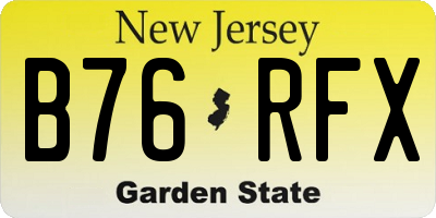 NJ license plate B76RFX