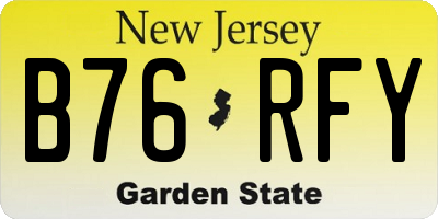 NJ license plate B76RFY