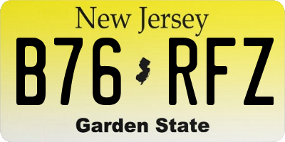 NJ license plate B76RFZ