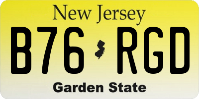 NJ license plate B76RGD