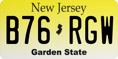 NJ license plate B76RGW