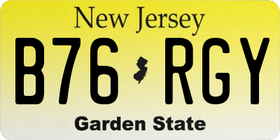 NJ license plate B76RGY