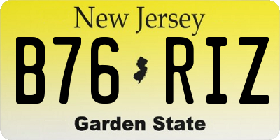 NJ license plate B76RIZ