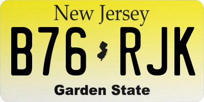 NJ license plate B76RJK