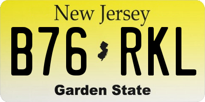 NJ license plate B76RKL