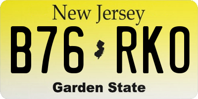 NJ license plate B76RKO