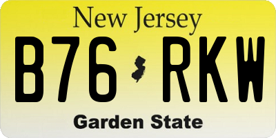 NJ license plate B76RKW