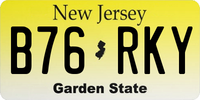 NJ license plate B76RKY
