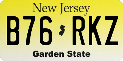 NJ license plate B76RKZ