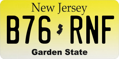 NJ license plate B76RNF