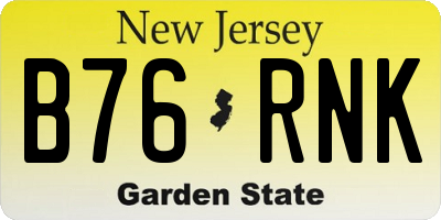 NJ license plate B76RNK