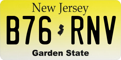 NJ license plate B76RNV