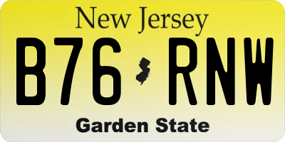 NJ license plate B76RNW