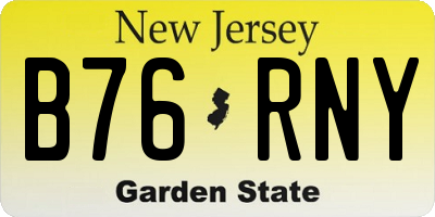 NJ license plate B76RNY