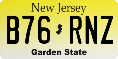 NJ license plate B76RNZ