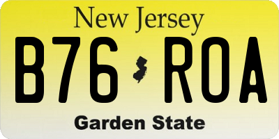 NJ license plate B76ROA