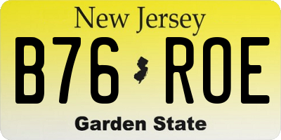 NJ license plate B76ROE