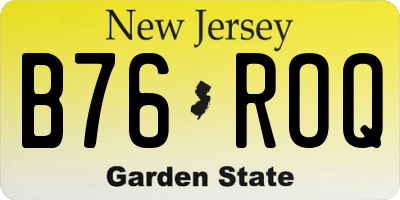 NJ license plate B76ROQ
