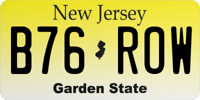 NJ license plate B76ROW