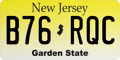 NJ license plate B76RQC