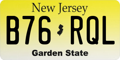 NJ license plate B76RQL