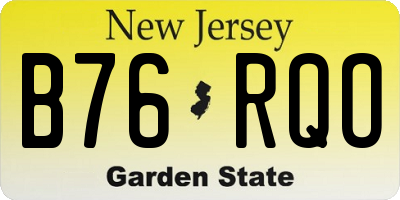 NJ license plate B76RQO