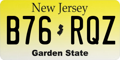 NJ license plate B76RQZ