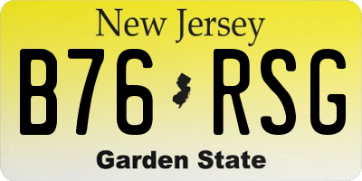 NJ license plate B76RSG