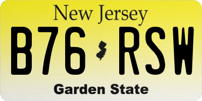NJ license plate B76RSW