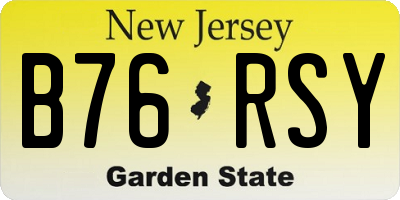 NJ license plate B76RSY