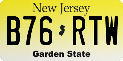 NJ license plate B76RTW