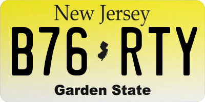NJ license plate B76RTY
