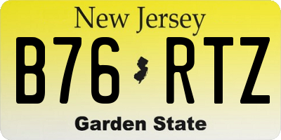 NJ license plate B76RTZ