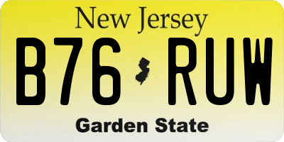 NJ license plate B76RUW