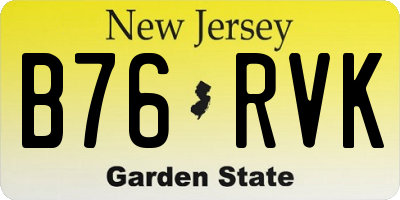 NJ license plate B76RVK
