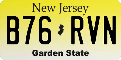 NJ license plate B76RVN