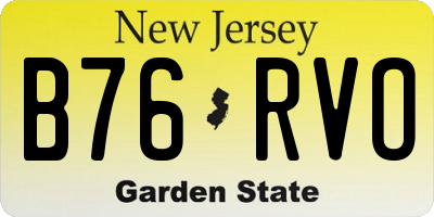 NJ license plate B76RVO