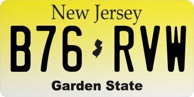 NJ license plate B76RVW