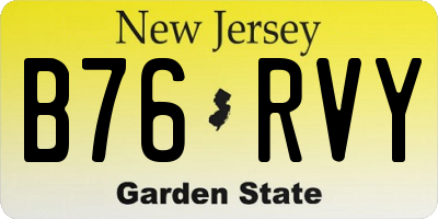 NJ license plate B76RVY