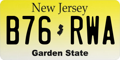 NJ license plate B76RWA